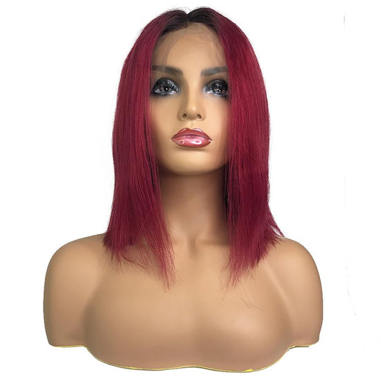Load image into Gallery viewer, Straight 13&amp;quot;X 6&amp;quot;Lace Frontal Bob Wig 1B/Burgundy
