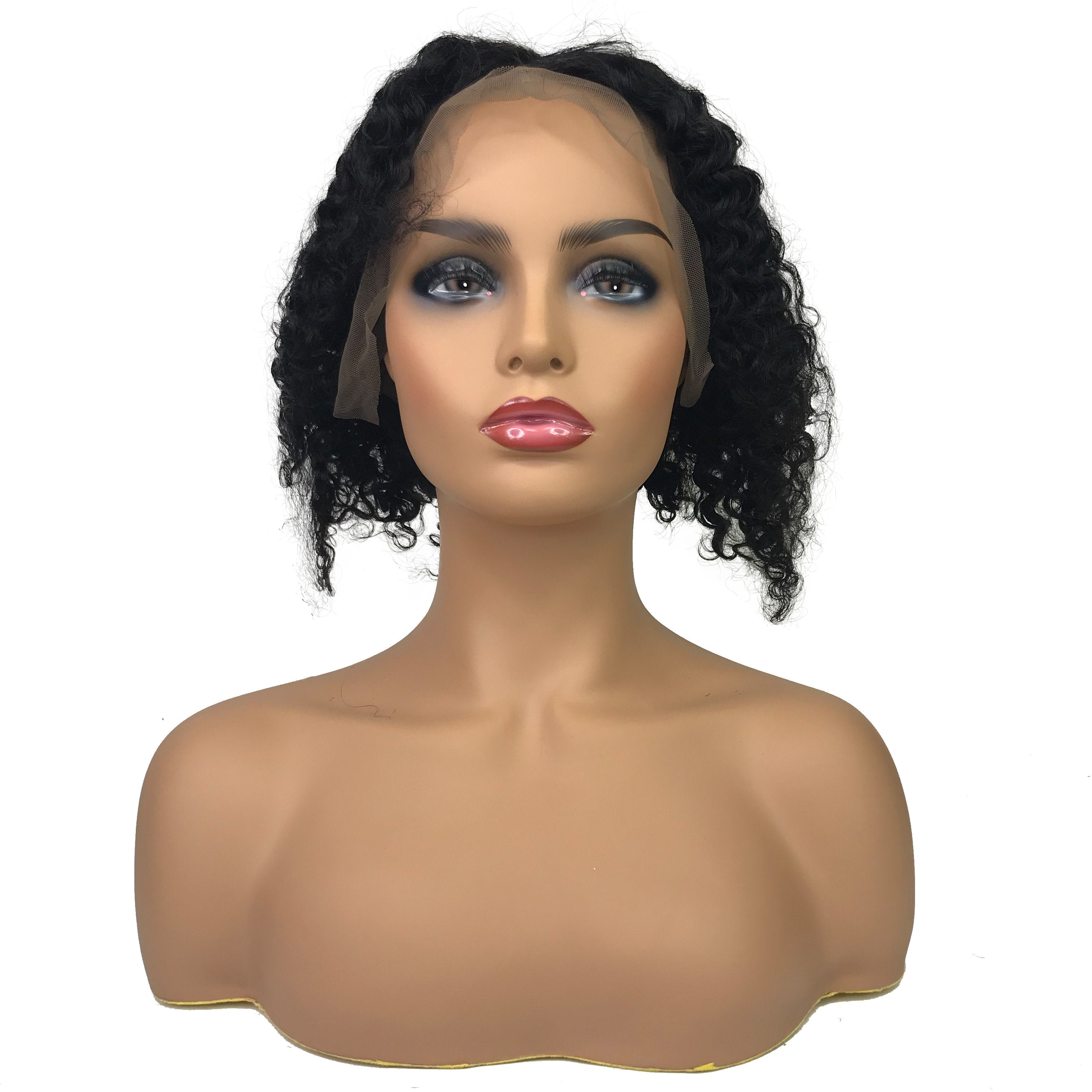 Jerry Curl 13 &quot;X 4&quot; Encaje Frontal Bob Peluca Natural