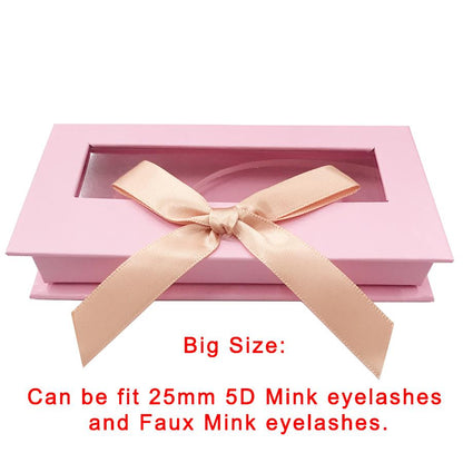 Pink Bowknot Empty Eyelash Box Gift Box Full Window Big