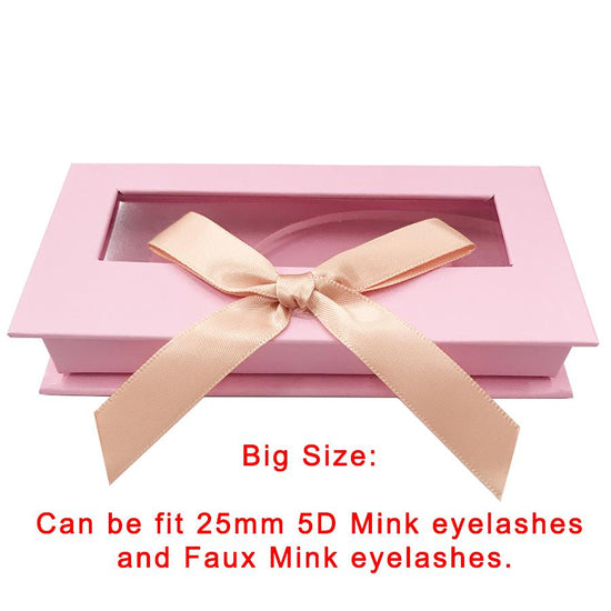 Load image into Gallery viewer, Pink Bowknot Empty Eyelash Box Gift Box Full Window Big
