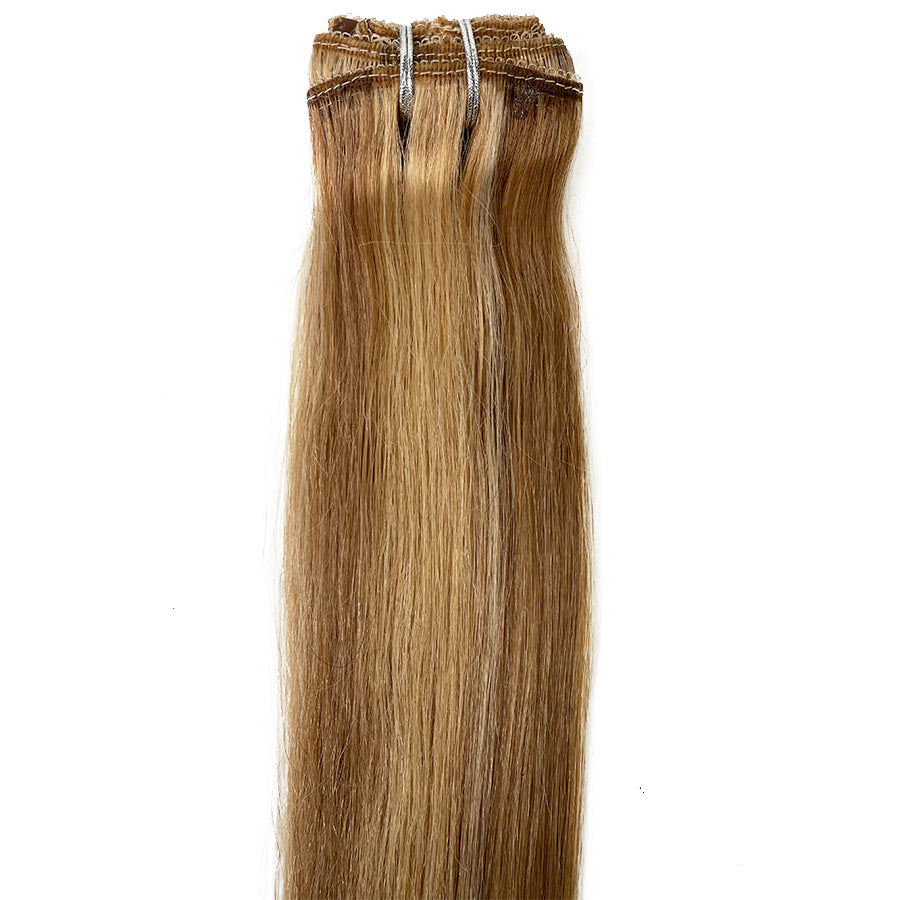 Load image into Gallery viewer, 8A Straight Clip-In Human Hair Extension Color F24/27/17

