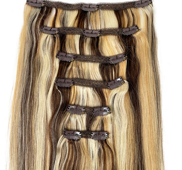 Extensión de cabello humano con clip recto 8A Color F4/27/613