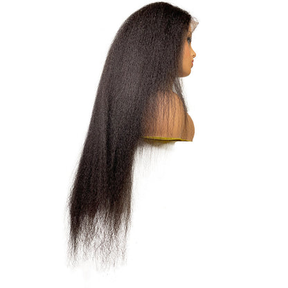 Swiss 8A Malaysian Kinky Straight Lace Frontal Human Hair Wig