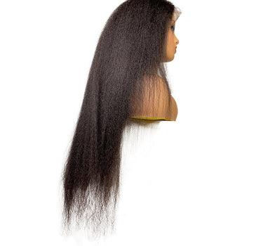 Swiss 8A Malaysian Kinky Straight Lace Frontal Human Hair Wig