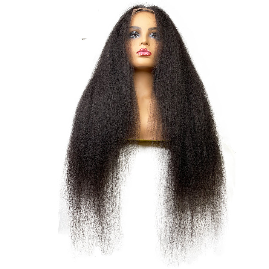 Cargar imagen en el visor de la galería, Swiss 8A Malaysian Kinky Straight Lace Frontal Human Hair Wig
