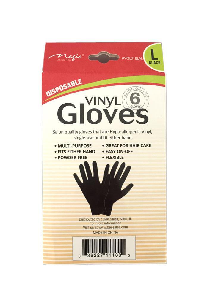 Solan Style Multi Purpose Disposable Black Vinyl Gloves Pack of 6 - eHair Outlet