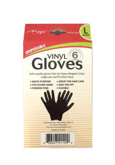 Solan Style Multi Purpose Disposable Black Vinyl Gloves Pack of 6 - eHair Outlet