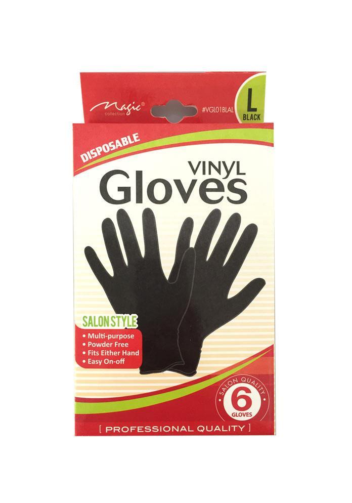 Solan Style Multi Purpose Disposable Black Vinyl Gloves Pack of 6 - eHair Outlet