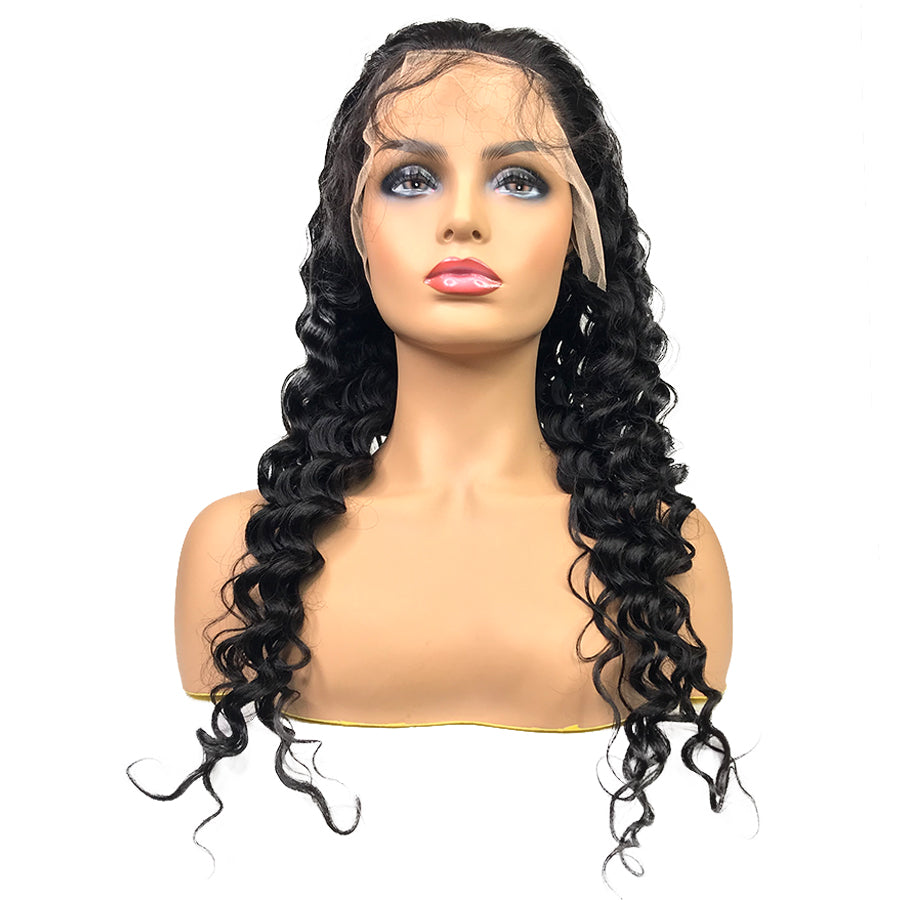 Weekly Special (Week 10th Mar6-Mar12th) 5A Transparent Deep Wave Lace Closure Wig Natural