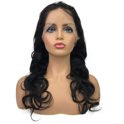 Peluca de cabello humano frontal de encaje de onda de cuerpo malasio HD 