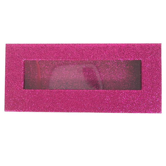 Glitter Hot Pink Caja de pestañas vacía Caja de regalo Ventana completa / Pequeño y grande