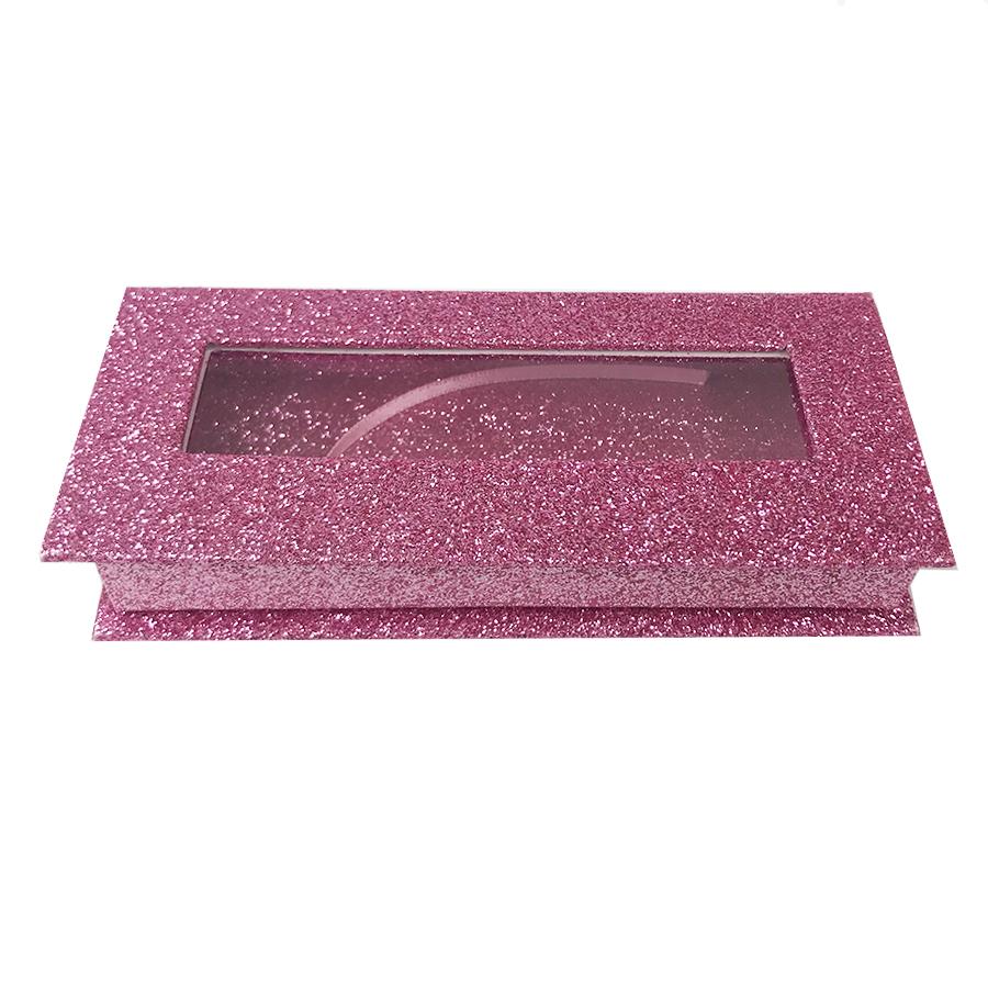 Glitter Pink Caja de pestañas vacía Caja de regalo Ventana completa / Pequeño y grande