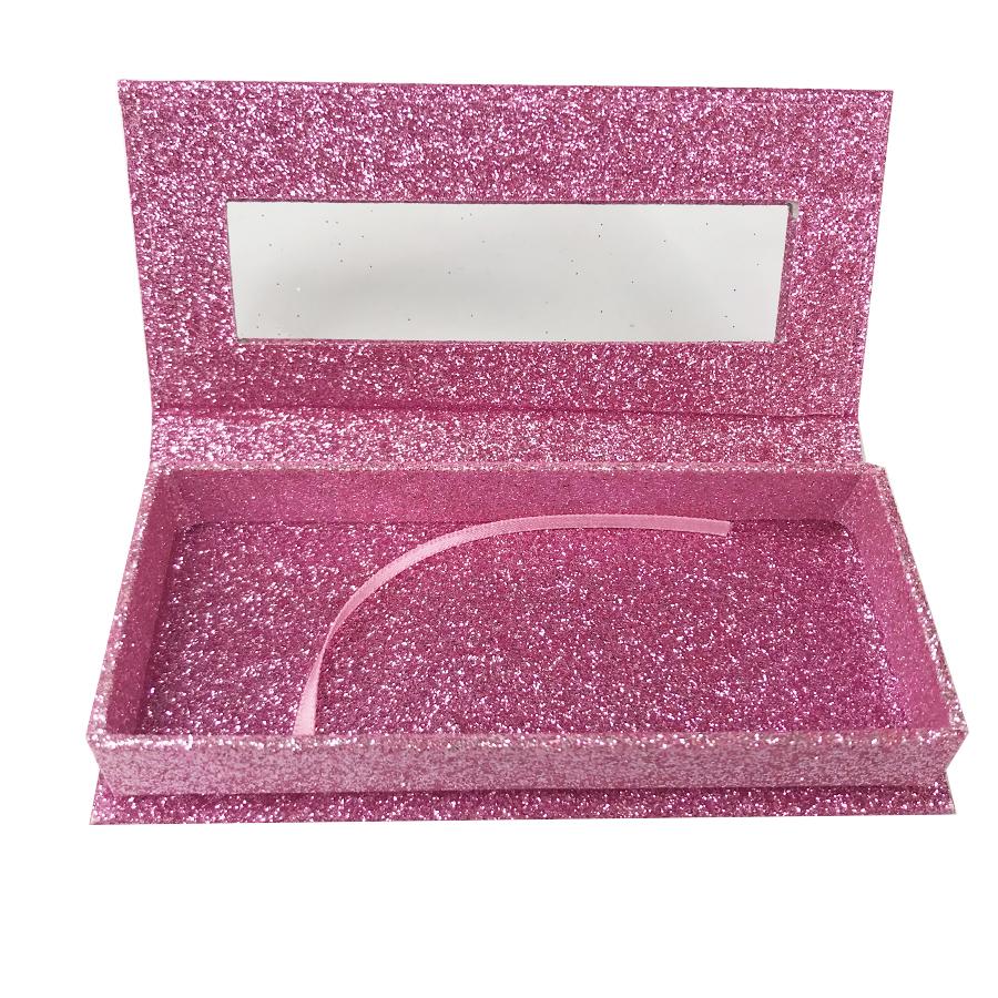 Glitter Pink Empty Eyelash Box Gift Box Full Window / Small &amp;Big