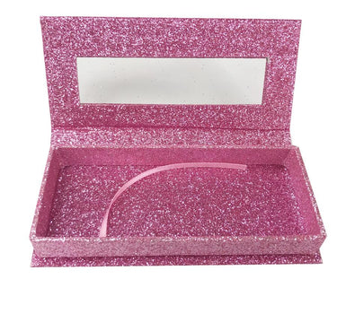 Glitter Pink Empty Eyelash Box Gift Box Full Window / Small &Big