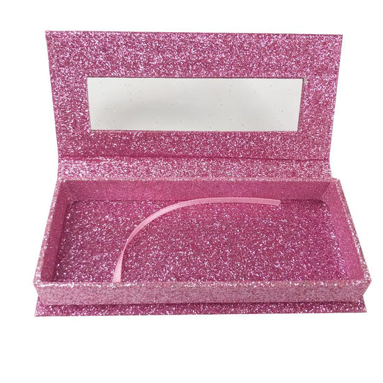 Glitter Pink Caja de pestañas vacía Caja de regalo Ventana completa / Pequeño y grande