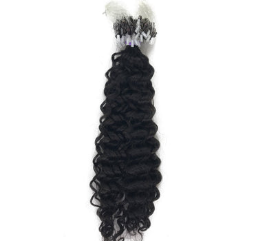 8A Micro Link Jerry Curl Human Hair Extension Natural Black - eHair Outlet