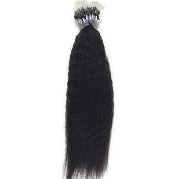 8A Micro Link Kinky Straight Extensión de cabello humano Natural Black 