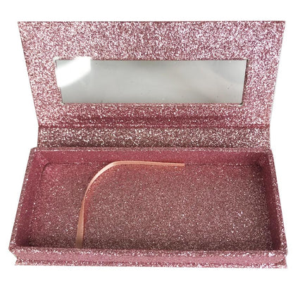 Glitter Light Pink Empty Eyelash Box Gift Box Full Window / Small &amp;Big