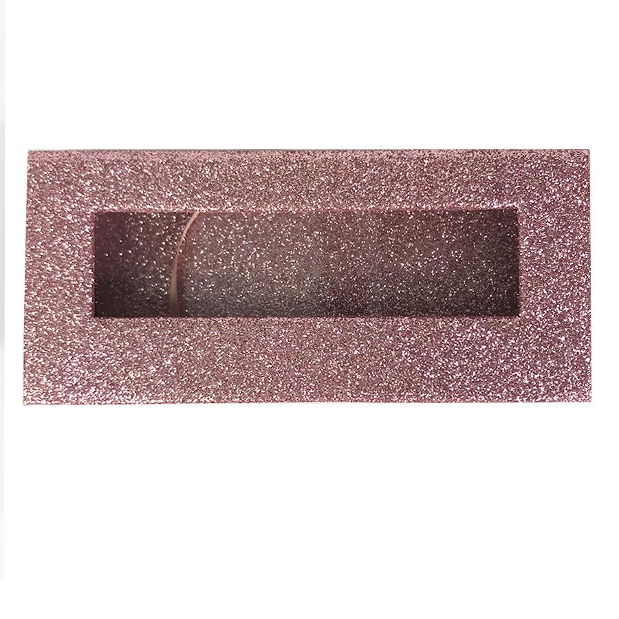 Glitter Light Pink Empty Eyelash Box Gift Box Full Window / Small &amp;Big