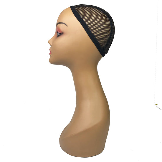 Exhibición de cabeza de maniquí femenino