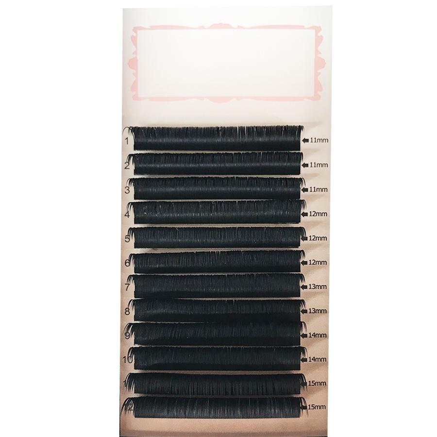 Bandeja de mezcla 11 mm-15 mm / 14 mm-18 mm Espesor 0.18 C / D Curl Extensiones de pestañas naturales suaves hechas a mano Bandeja de pestañas individuales (12 líneas) 