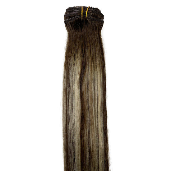 Load image into Gallery viewer, 8A Straight Clip-In Human Hair Extension Color T#4-P#4/613
