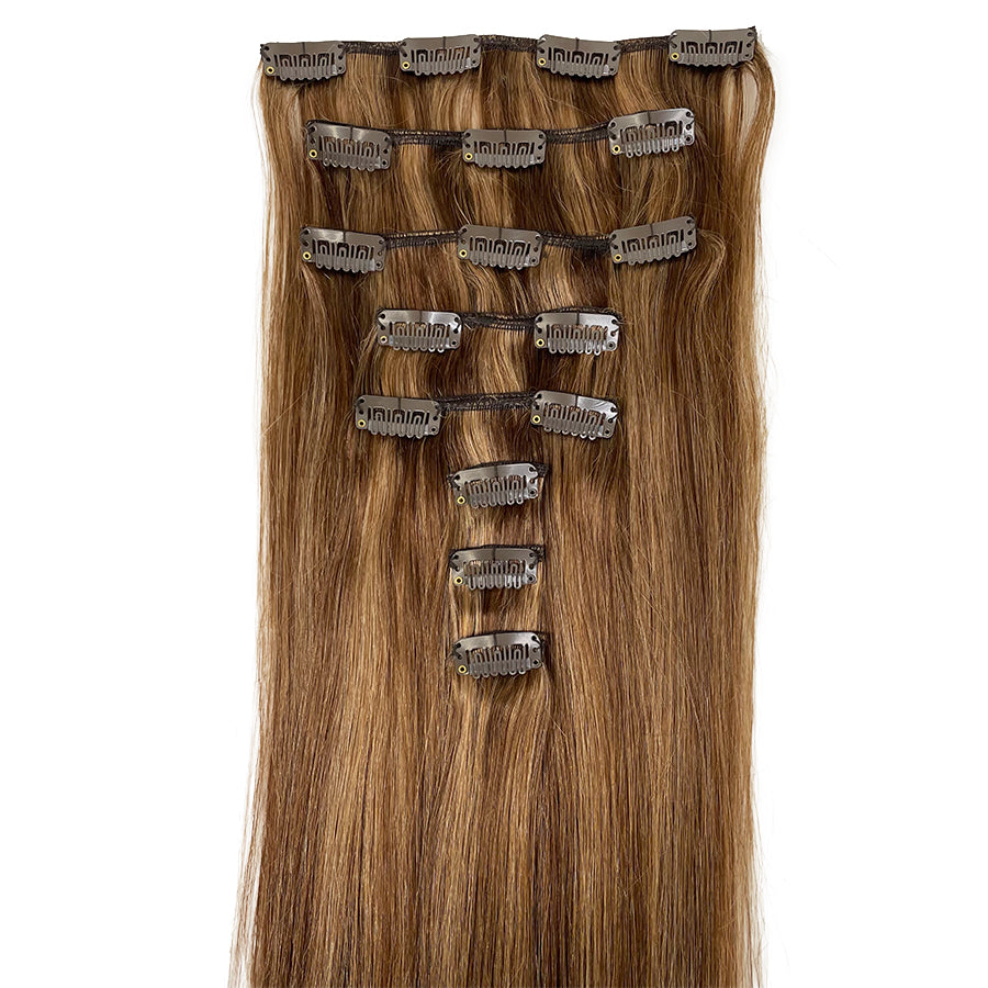 8A Straight Clip-In Human Hair Extension Color P