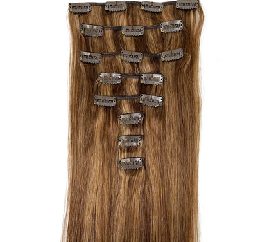 8A Straight Clip-In Human Hair Extension Color P#4/6