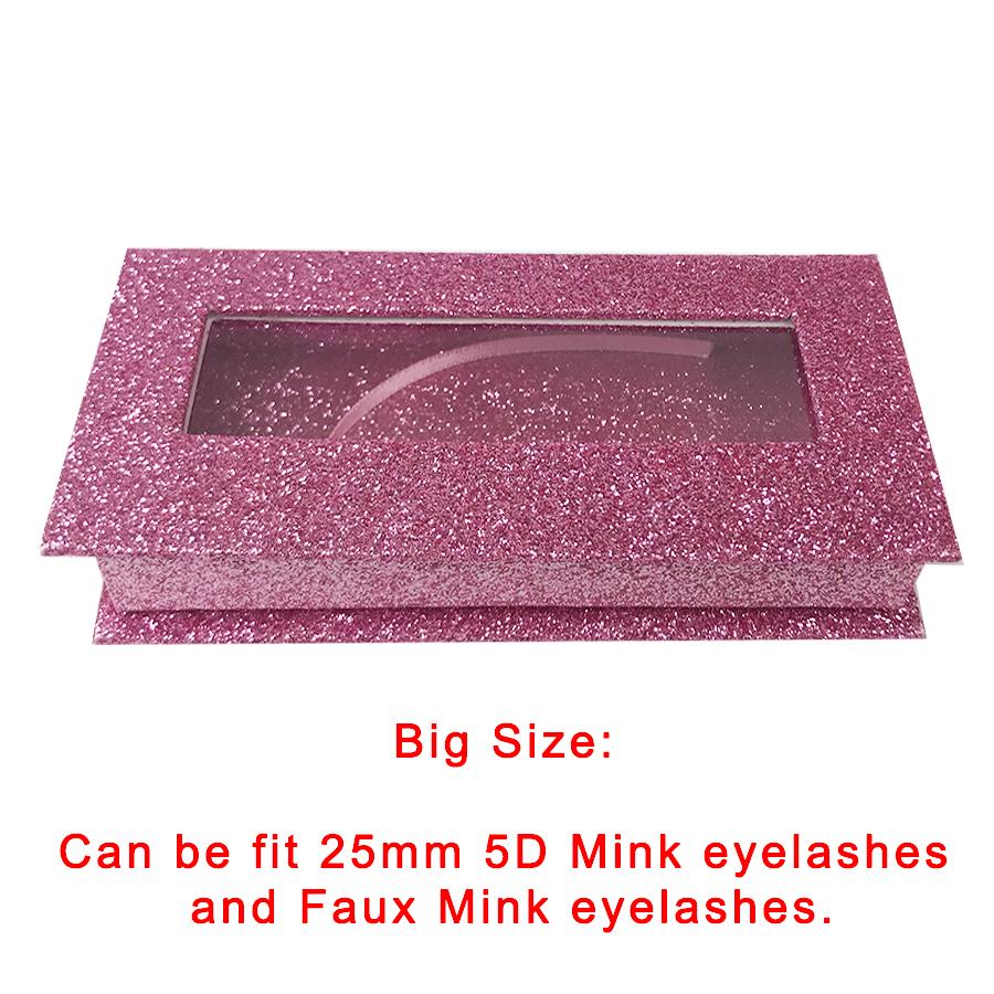 Glitter Pink Empty Eyelash Box Gift Box Full Window / Small &amp;Big