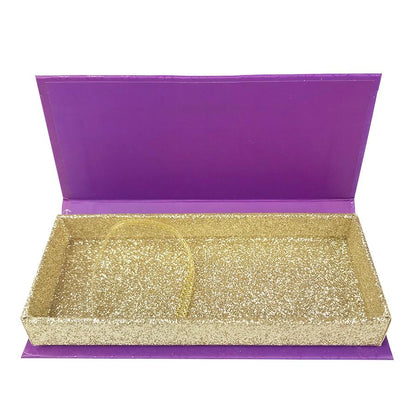 Purple and Glitter Gold Empty Eyelash Box Small Gift Box No Window