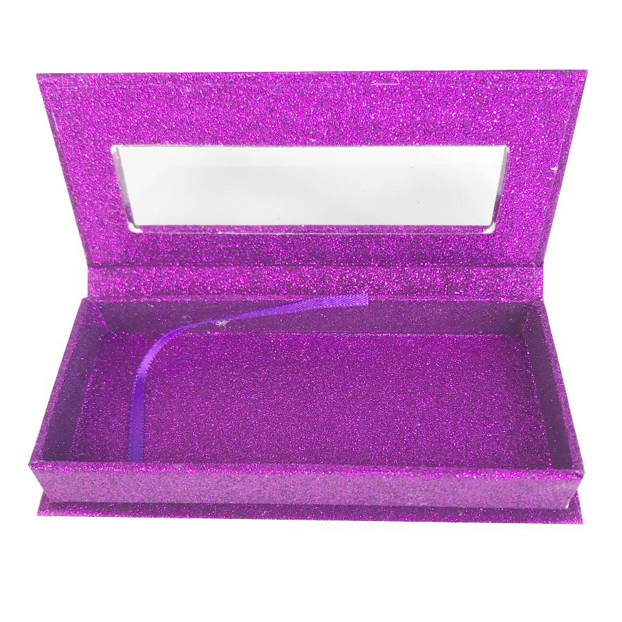 Glitter Purple Empty Eyelash Box Gift Box Full Window / Small &amp;Big