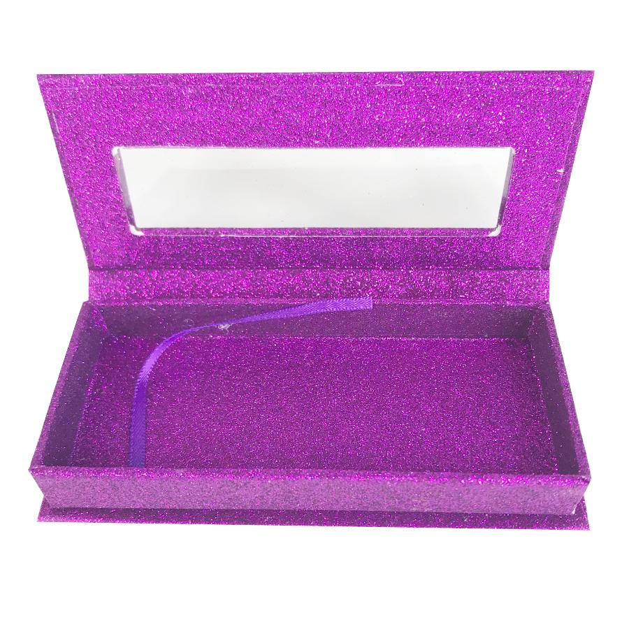 Purpurina Púrpura Caja de pestañas vacía Caja de regalo Ventana completa / Pequeña y grande