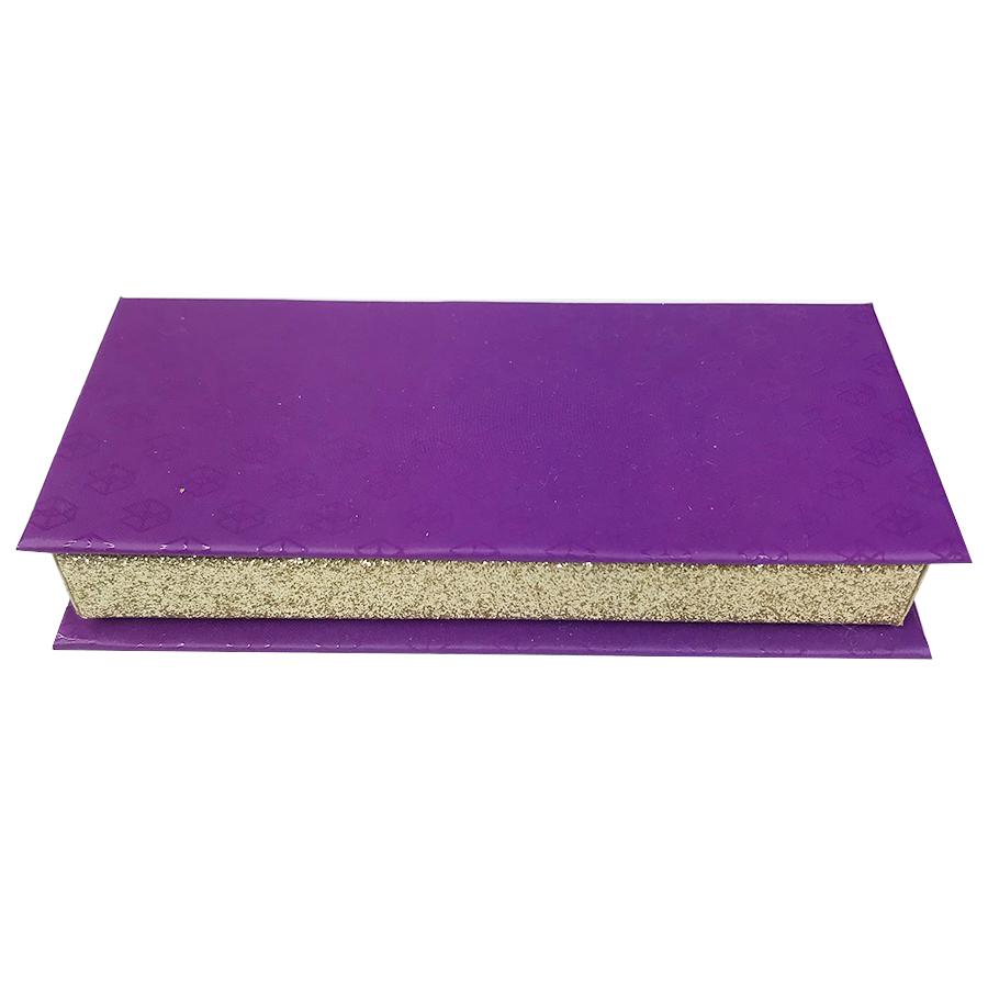 Púrpura y brillo dorado Caja de pestañas vacía Caja de regalo pequeña Sin ventana