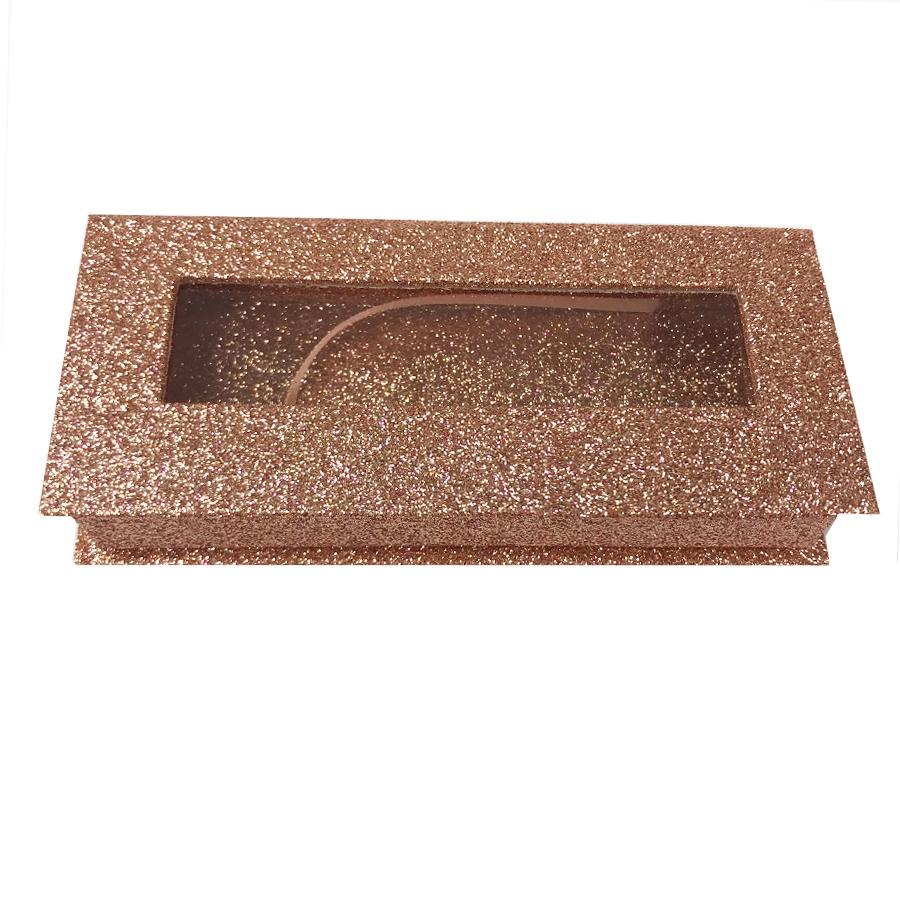 Glitter Rose Gold Caja de pestañas vacía Caja de regalo Ventana completa / Pequeño y grande