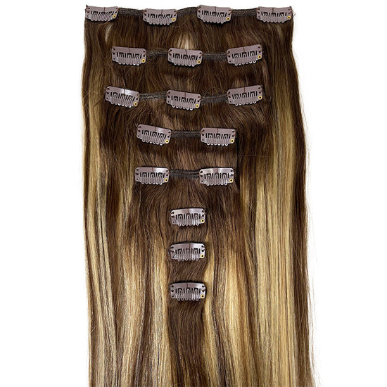8A Straight Clip-In Human Hair Extension Color T#4-P#4/27