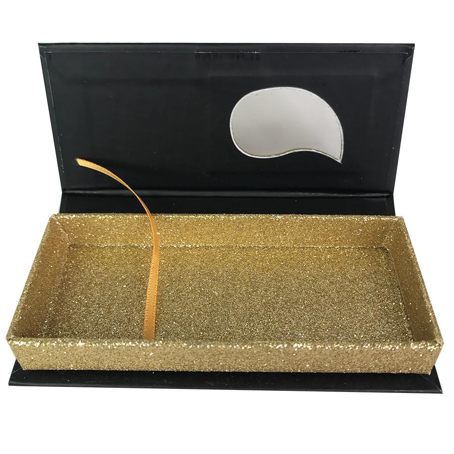 Black and Glitter Gold Empty Eyelash Box Small Gift Box One Window