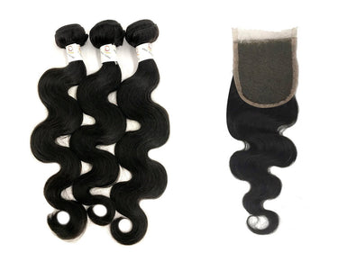 8A Malaysian 3 Bundle Set Body Wave Virgin Human Hair Extension w/ Lace Closure - eHair Outlet