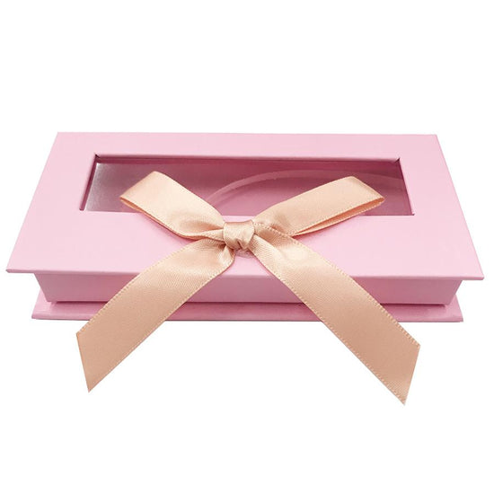 Cargar imagen en el visor de la galería, Pink Bowknot Caja de pestañas vacía Caja de regalo Ventana completa Grande
