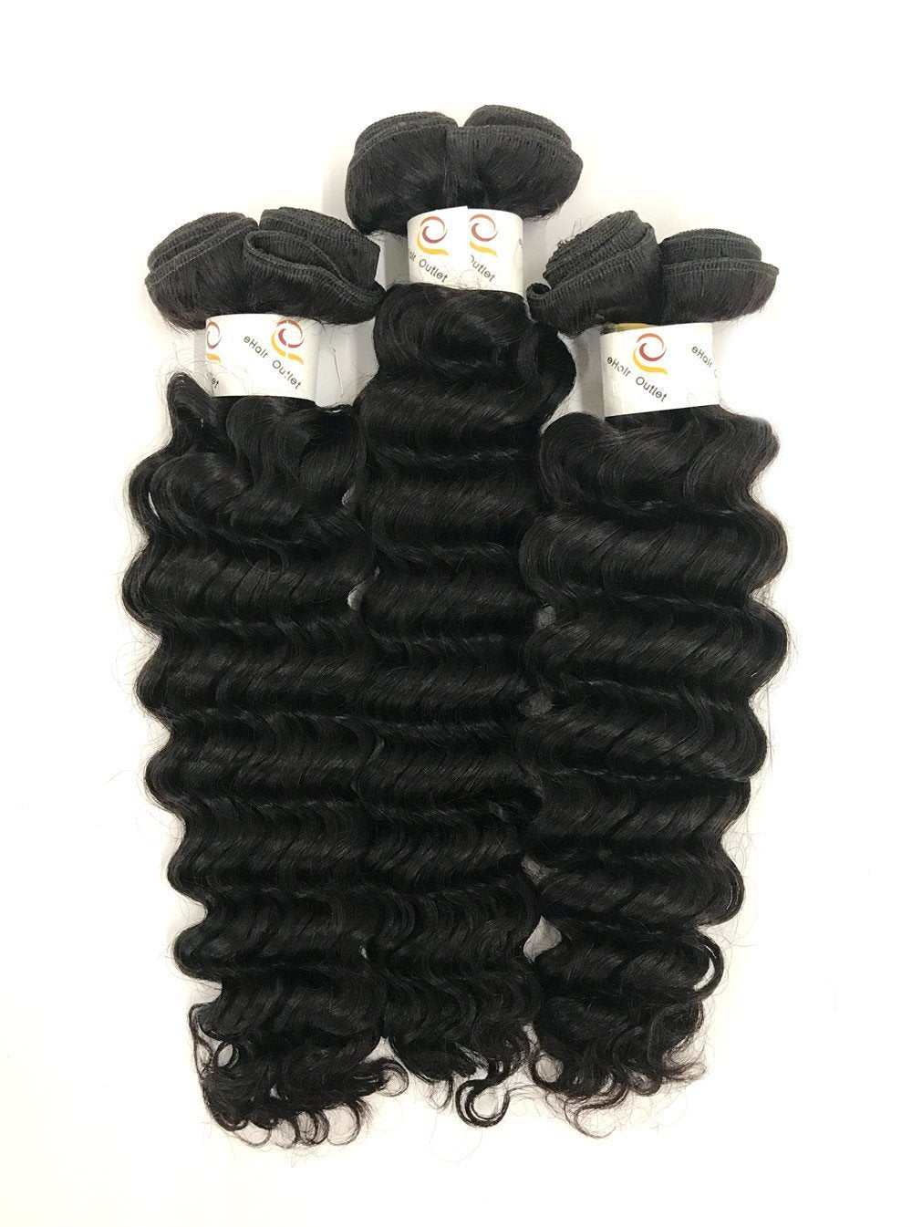 8A Malaysian 3 Bundle Set Deep Wave Virgin Hair Extension w/ 13&quot;x4&quot; Lace Frontal - eHair Outlet