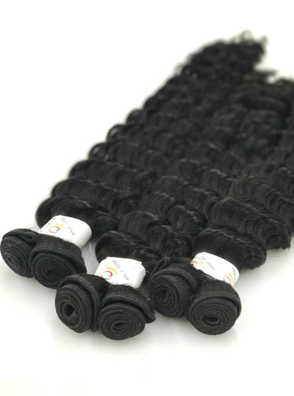 8A Malaysian 3 Bundle Set Deep Wave Virgin Hair Extension w/ 13&quot;x4&quot; Lace Frontal - eHair Outlet