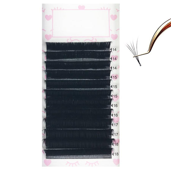 Easy Fan Mix Tray 11mm-15mm / 14mm-18mm Thickness 0.07 C / D Curl  Handmade Soft Natural  Eyelash Extensions Individual Lashes Tray (12 Lines)