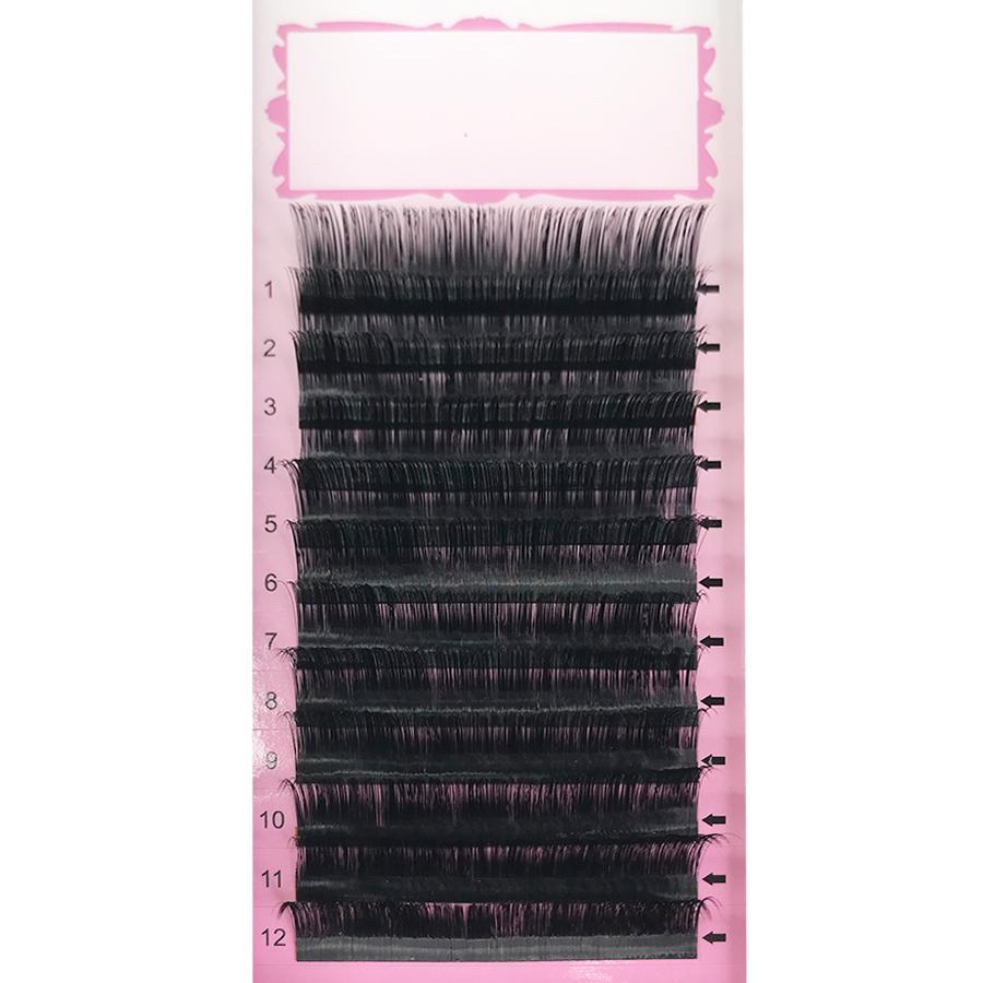 Thickness 0.07 B/C/CC/D Curl  Handmade Soft Natural  Eyelash Extensions Individual Lashes Tray (12 Lines)