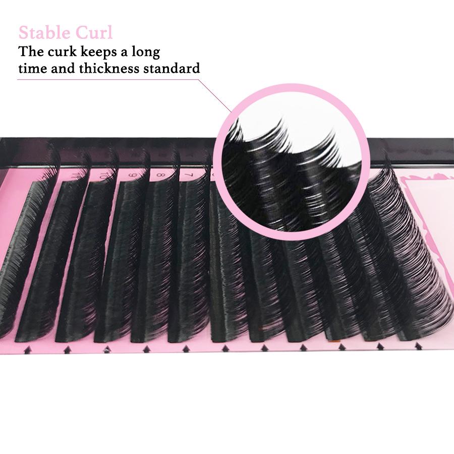 Thickness 0.15 B/C/CC/D Curl  Handmade Soft Natural  Eyelash Extensions Individual Lashes Tray (12 Lines)