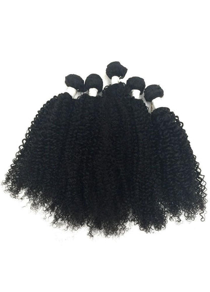 6pc 8A Malaysian Jerry Curl Human Hair Extension Bundle Pack w/ Closure - eHair Outlet