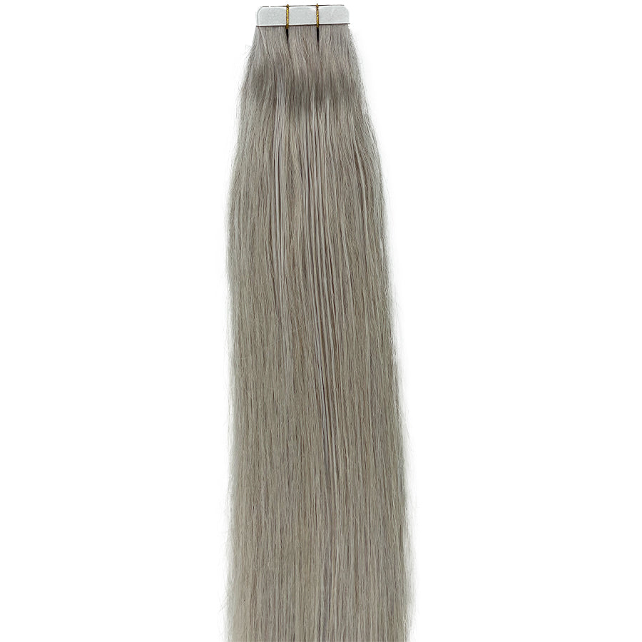 Extensión de cabello humano con cinta recta 8A Color gris claro 