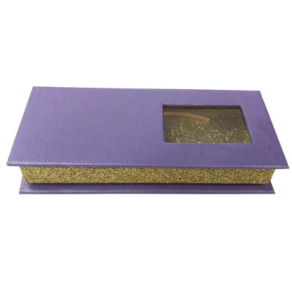 Purple and Glitter Gold Empty Eyelash Box Small Gift Box One Window