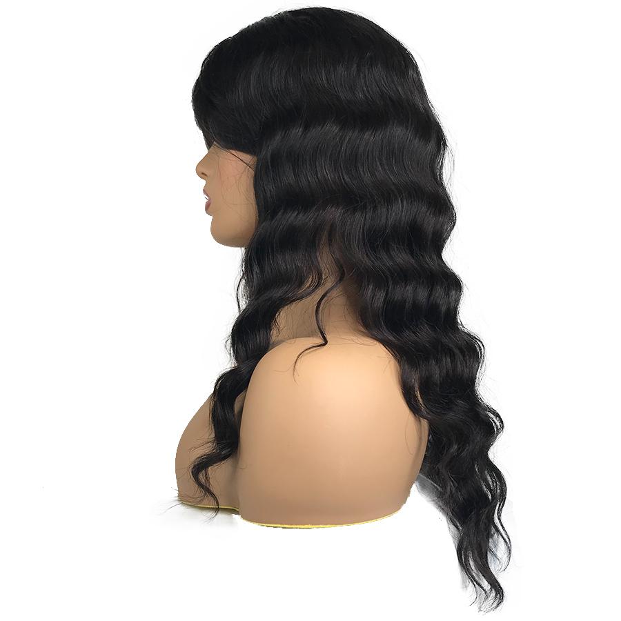 Virgin Silk Top Human Hair Wig With Bang 18&quot;