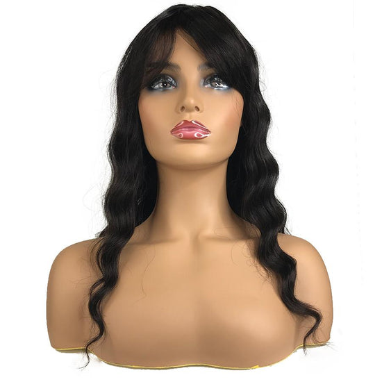Virgin Silk Top Human Hair Wig With Bang 18"