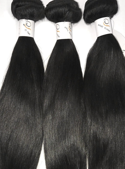 5A Brazilian 3 Bundle Set Straight w/ 4&quot;X4&quot; Lace Closure