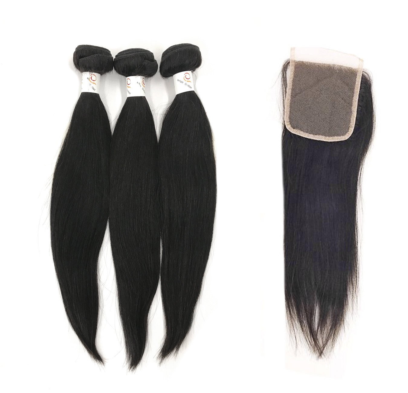 Load image into Gallery viewer, 7A Thailand 3 Bundle Set Straight w/ 4&amp;quot;X4&amp;quot; Lace Closure
